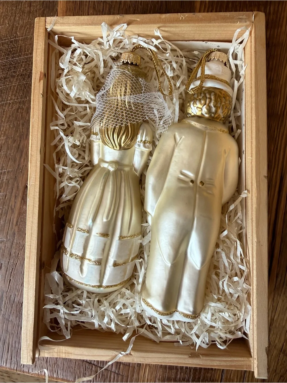 Lauscha Glas Creations Bride and Groom Handblown Holiday Ornaments - Set of 2